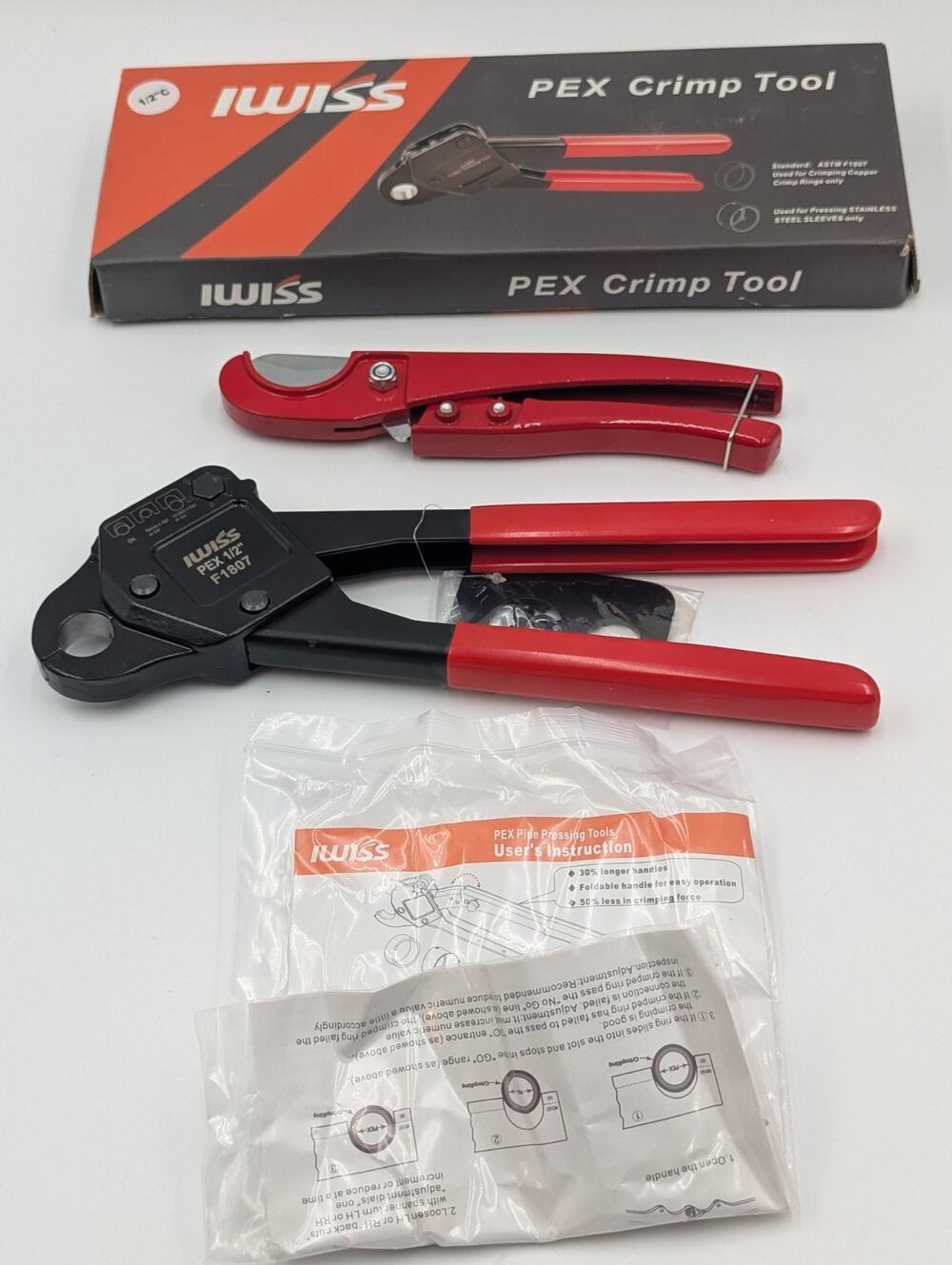 Iwiss PEX 1/2" Piping Crimping Tool Model F1807 And Cutter New In Box